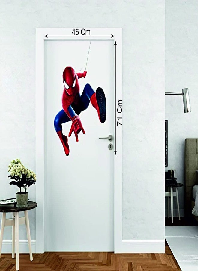 Techgifti ملصقات جدارية للأبواب من تيك جيفتي (متعددة الألوان، الحجم - 71 سم × 45 سم) ملصق سبايدرمان فردي للباب لغرفة المعيشة، غرفة النوم، ملصق جداري للمكتب (باب 18) - Image 2